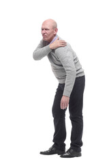 Fototapeta premium elderly man with joint pain. isolated on a white