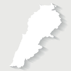 Simple white Lebanon map on gray background, vector, illustration, eps 10 file