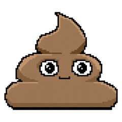 a poop in pixel style. Vector illustration