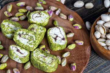 Oriental sweetness Turkish delight with pistachios and chocolate