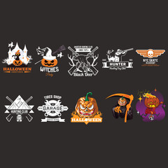 Pumpkins Halloween Illustration T-shirt Design 