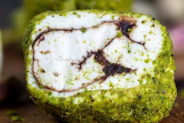 Oriental sweetness Turkish delight with pistachios and chocolate