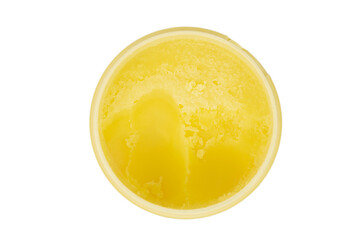 The natural clarified butter in the bucket