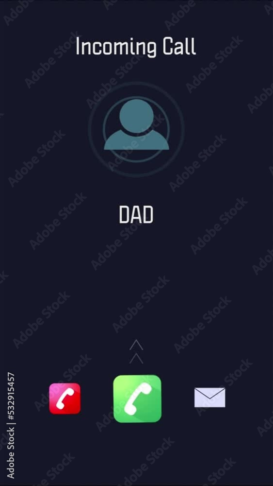Poster Phone call from dad, screen and digital communication contact icons, 5g networking and mobile connection. Background of smartphone voice calling, technology design and ui graphic on talk user system