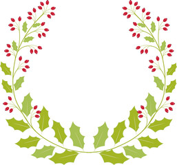 red christmas holy berry wreath frame
