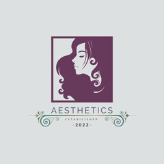beauty aesthetics woman face logo template design for brand or company and other
