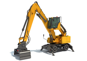 Material Handler heavy construction machinery 3D rendering on white background