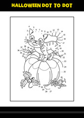 Halloween dot to dot coloring page for kids. Line art coloring page design for kids.