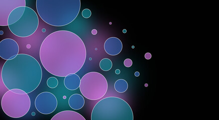 abstract background with circles, Bokeh shines prominently on a black background,  pastel lovely bubble bokeh background
