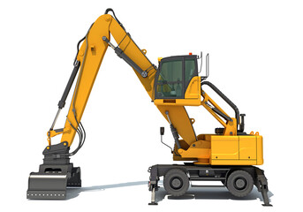 Material Handler heavy construction machinery 3D rendering on white background