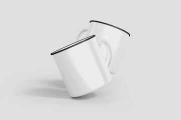 Enamel Mug Blank 3D Render Mockup