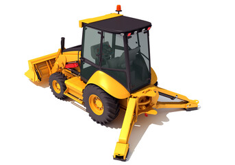 Wheel Loader construction machinery 3D rendering on white background