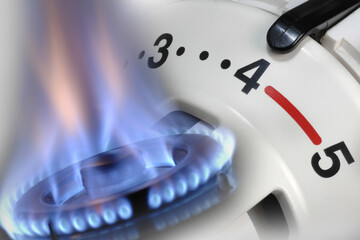 Heizung und Gas reguliert mit einem Thermostat