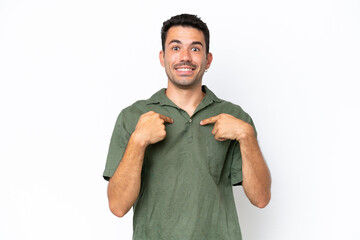 Young handsome man over isolated white background with surprise facial expression