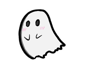 Ghost painting on a Halloween poster or postcard.