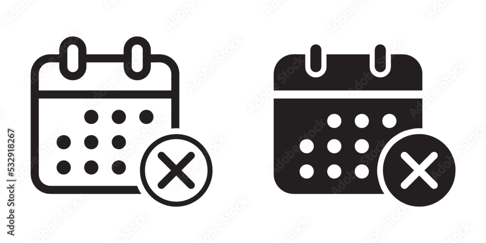 Poster ofvs144 outlinefilledvectorsign ofvs - calendar x cross mark vector icon . isolated transparent . ca
