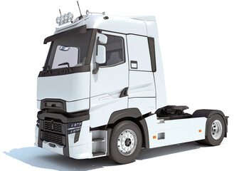 Generic Semi Truck 3D rendering on white background