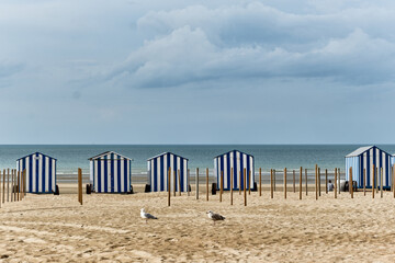beach hut on the beach at De Panne, Belgium