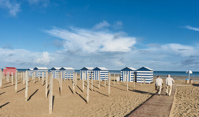 beach hut on the beach at De Panne, Belgium