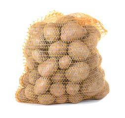 Potatoes in a bag isolated on transparent background