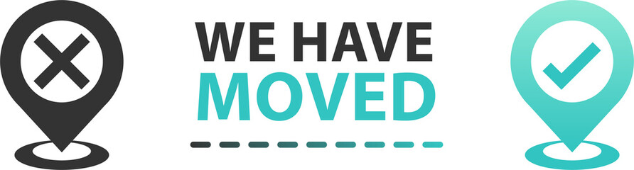 Change location announcement template. Abstract concept pointer.