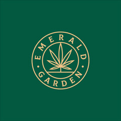 cannabis hemp marijuana and Emerald Garden logo vintage