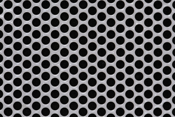 Clean shiny white metal vent cover round holes straight up and down parallel to camera soft light...