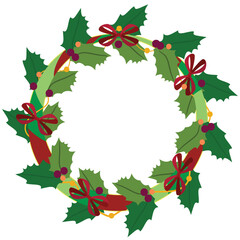 Fototapeta na wymiar Christmas wreath with a bow