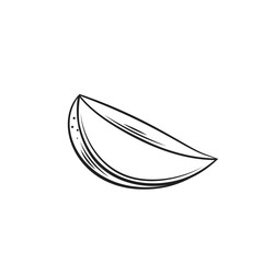 Mango section outline icon vector illustration. Hand drawn line sketch of fresh ripe tropical fruit cut in tasty piece for eating, cooking sweet jam or juice, delicious summer exotic product