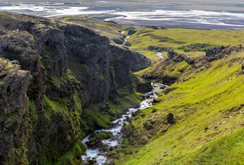 an unknown river valley near the famous Seljalandsfoss in Iceland 