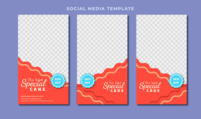 Flat design social media post template, banner design, cake template, special cake template with color red