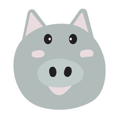 Animal Vector Illustration. Cute Pig Head Face Wildlife Character Animals.