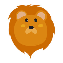 Animal Vector Illustration. Cute Lion Head Face Wildlife Character Animals.