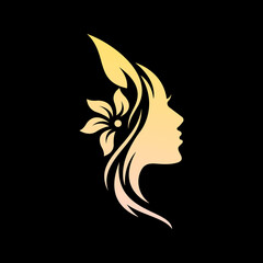 woman silhouette logo luxury spa yoga wellness beauty feminine vector editable