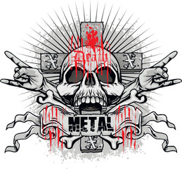 Fototapeta na wymiar Gothic sign with skull, grunge vintage design t shirts