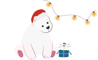 cute christmas animals and snowman for merry christmas