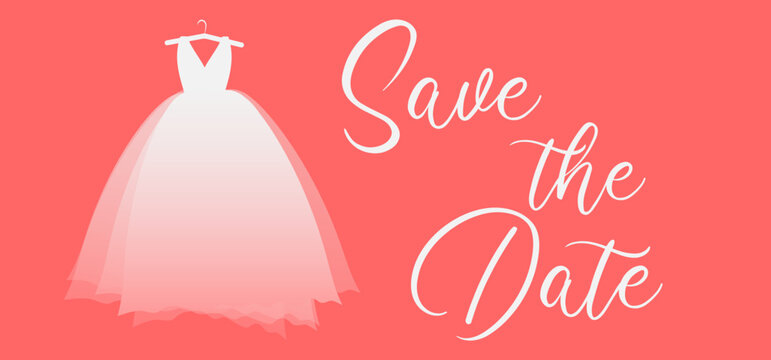 wedding invitation card save the date  with wedding dress of the bride, Wedding t shirts design, Hand drawn lettering phrase, Calligraphy t shirt design