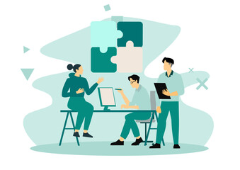 Symbol of teamwork, cooperation, and partnership. Vector isolated background. web banner, mobile website.