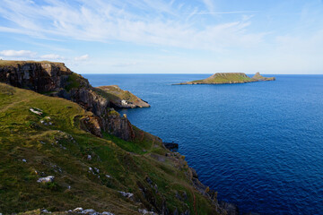 From the cliffs of Rhossili Bay cliffs to Worms Head island