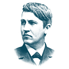 Thomas A. Edison, engraving illustration - obrazy, fototapety, plakaty