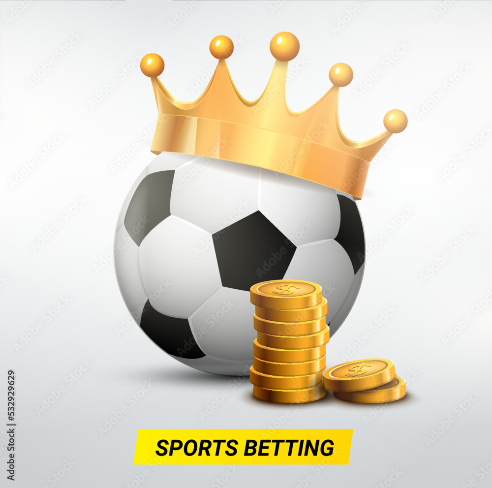 Wall mural sport bet soccer ball crown game illustration. vector soccer sport bet football winner background