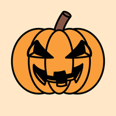 Illustration of evil's face on a pumpkin for Halloween