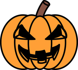 Illustration of evil's face on a pumpkin for Halloween