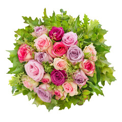 Blumenstrauss mit Rosen und Hintergrund transparent