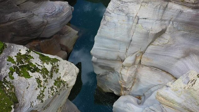 Aerial view of an impressive stone formation valley, beautiful texture of rocks and way of water