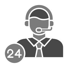 24 Hours Support Greyscale Glyph Icon