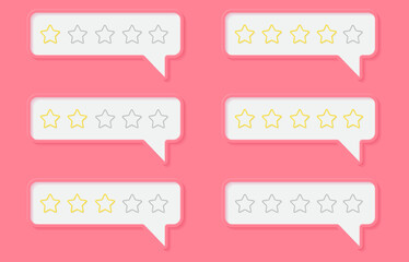 Pink bubble with gold stars. Volumetric rating of satisfied customers. Best survey among users with appraisal. Comments of buyers for services in market. Realistic isolated vector