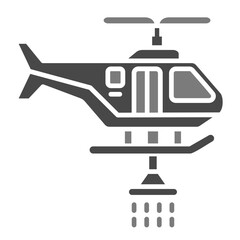 Firefighter Helicopter Greyscale Glyph Icon