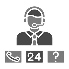 Call Center Greyscale Glyph Icon