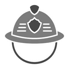 Firefighter Helmet Greyscale Glyph Icon